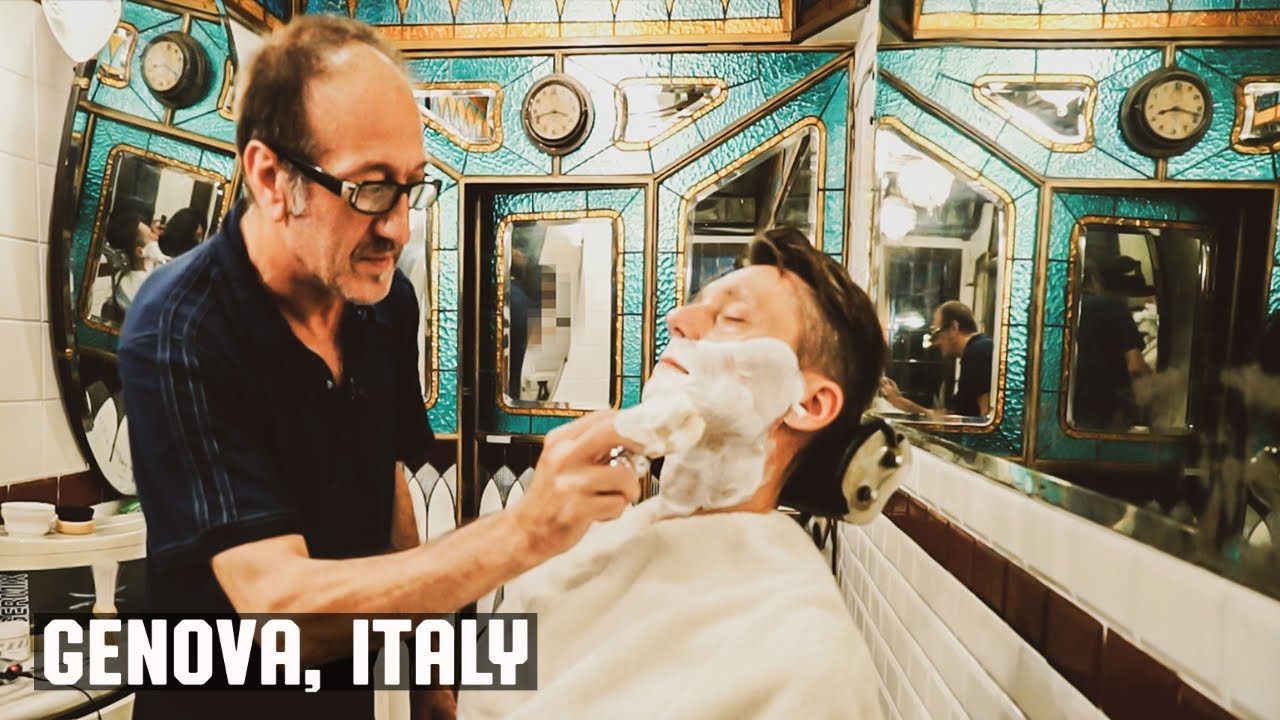 💈Wet Shave In Historic Art Nouveau Barbershop | Antica Barberia Giacalone Genova Italy