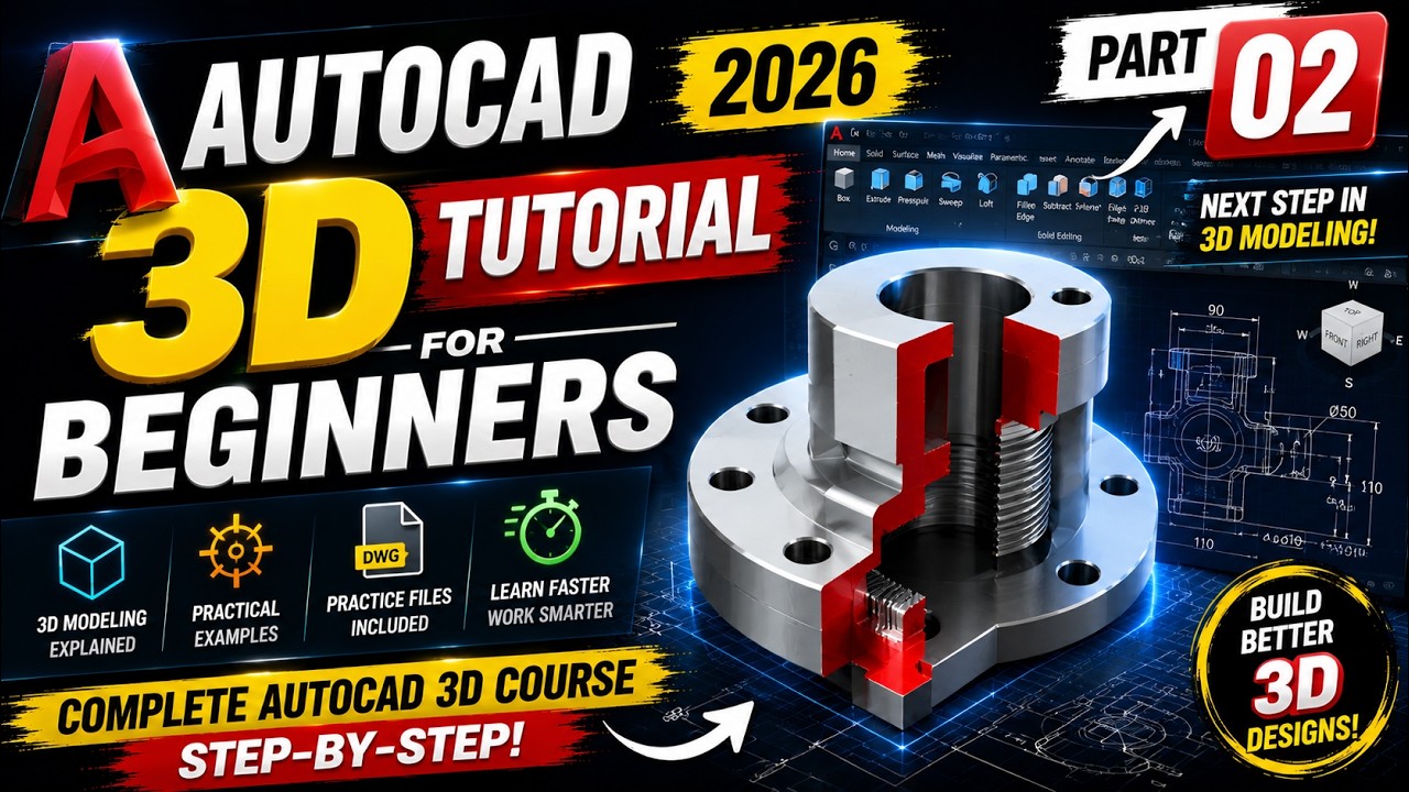 AutoCAD 3D for Beginners: [ PART 02 ] Complete Step-by-Step Guide to Master 3D Modeling
