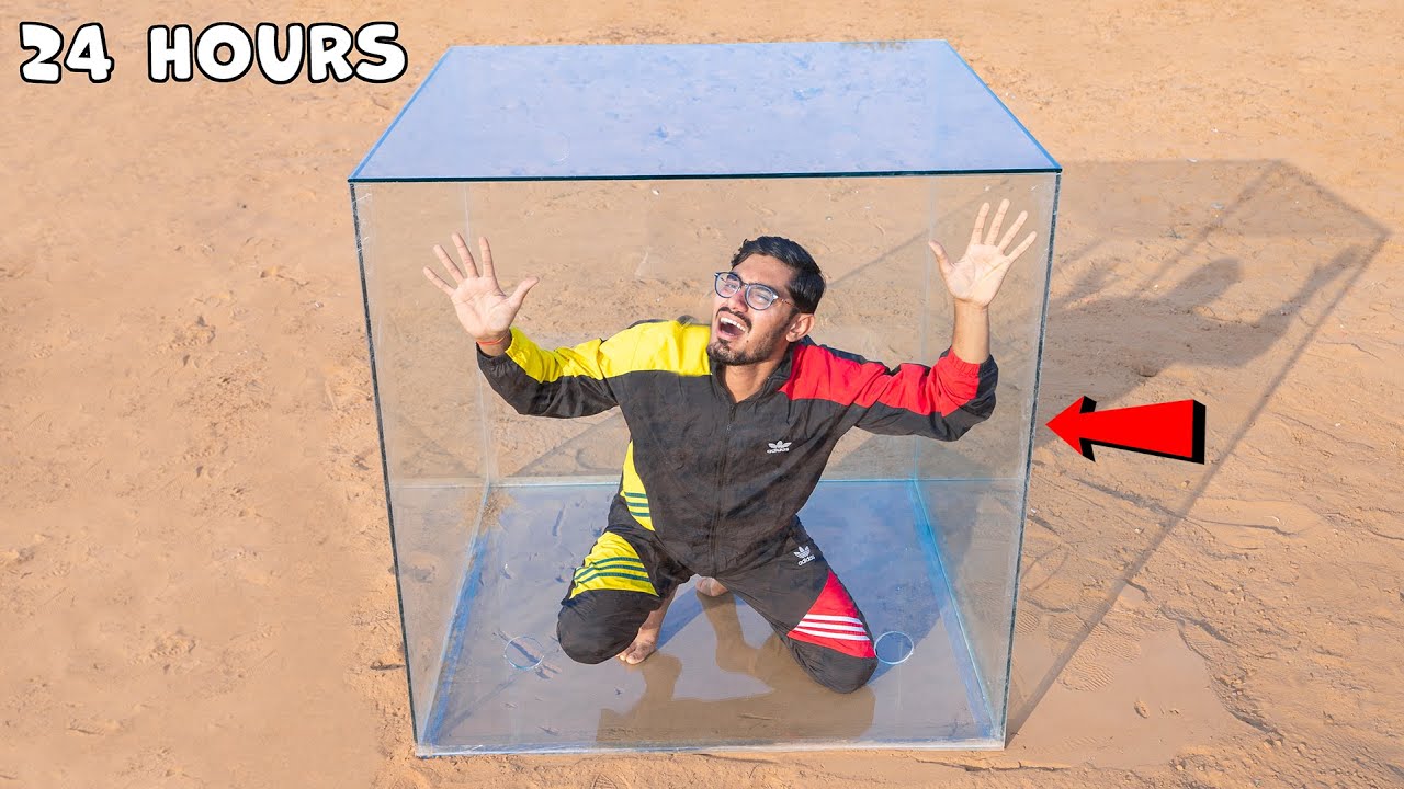 24 Hours in Glass Box Challenge😱 | Will I Survive?