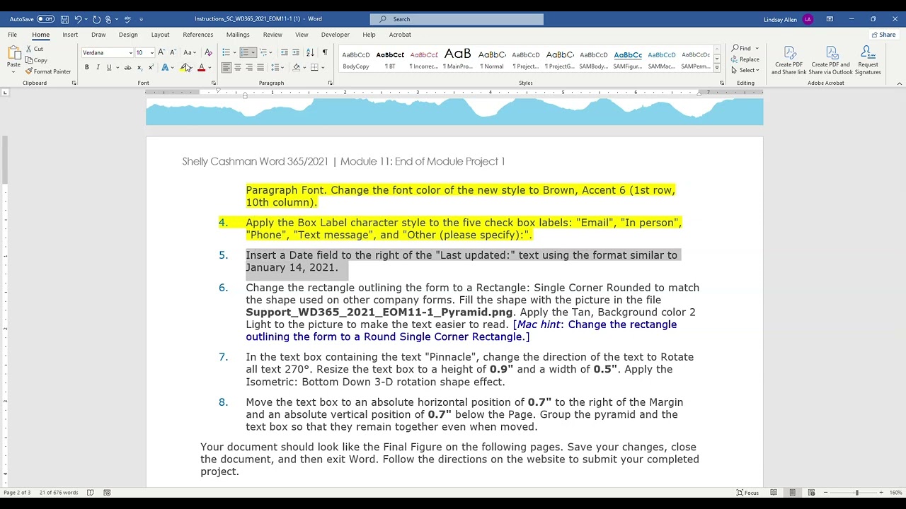 Word Module 11: SAM Project 1