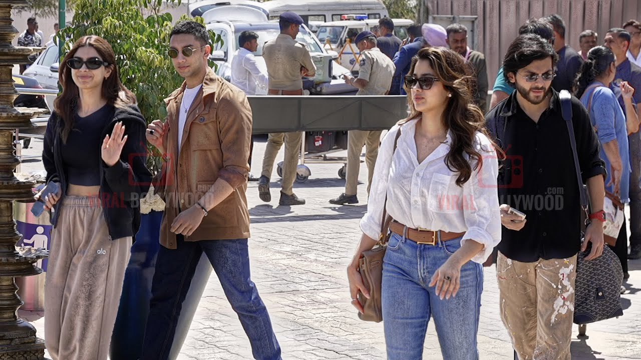 Janhvi Kapoor and Khushi Kapoor  with their Boyfriend Shikhar Pahariya and Vedang Raina at Jamnagar