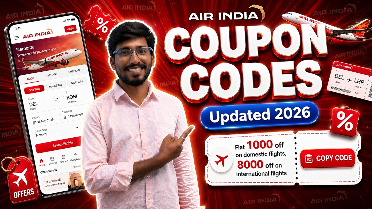 Air India Offers Today | ₹1000&ndash;₹8000 OFF Flights | Latest Air India Coupon Codes | GrabOn Telugu