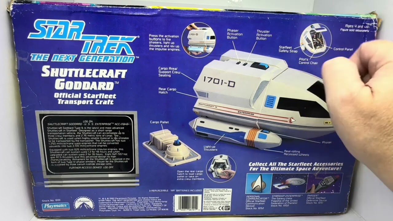 Винтажные Playmates 1992 Star Trek: Следующее поколение Электронный шаттл Goddard 1701-D