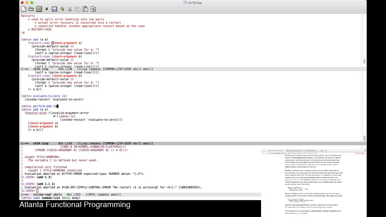 Common Lisp Study Group: Conditions and Restarts