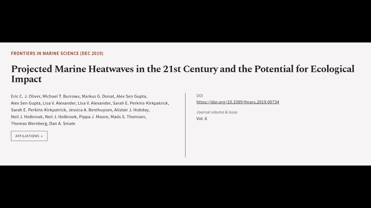 Projected Marine Heatwaves in the 21st Century and the Potential for Ecological Impact | RTCL.TV