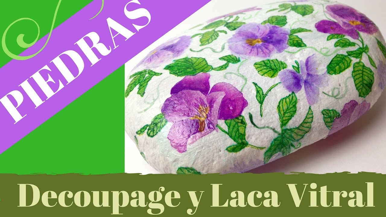 Piedras Decoradas con Decoupage y Laca Vitral