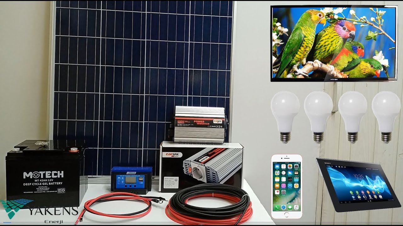 Güneş Paneli İle TV Aydınlatma Solar Paket Kurulumu Elektrik Üretimi YP-105MS