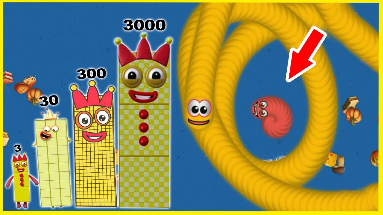 Numberblocks 3 - 30 - 300 - 3000 Evolution As Worm Zone 😁😁😁