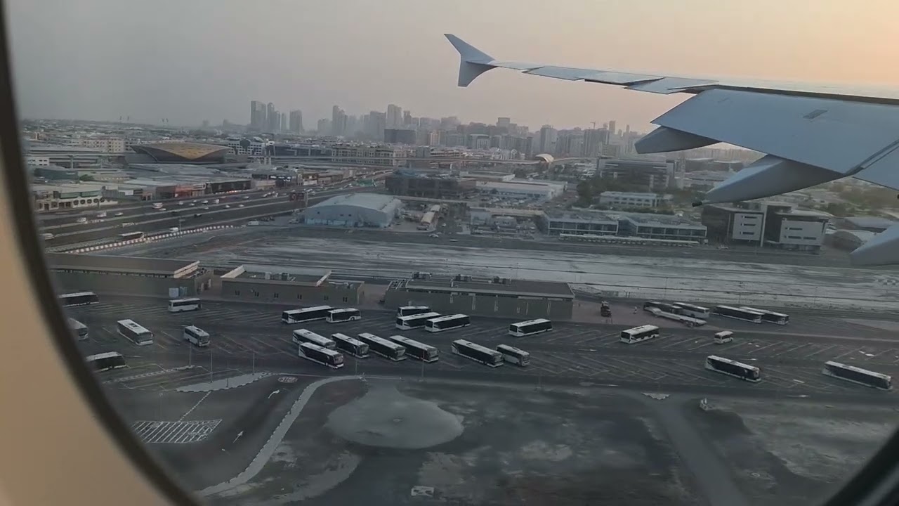 Emirates A380-800 morning landing in Dubai from Bangkok!