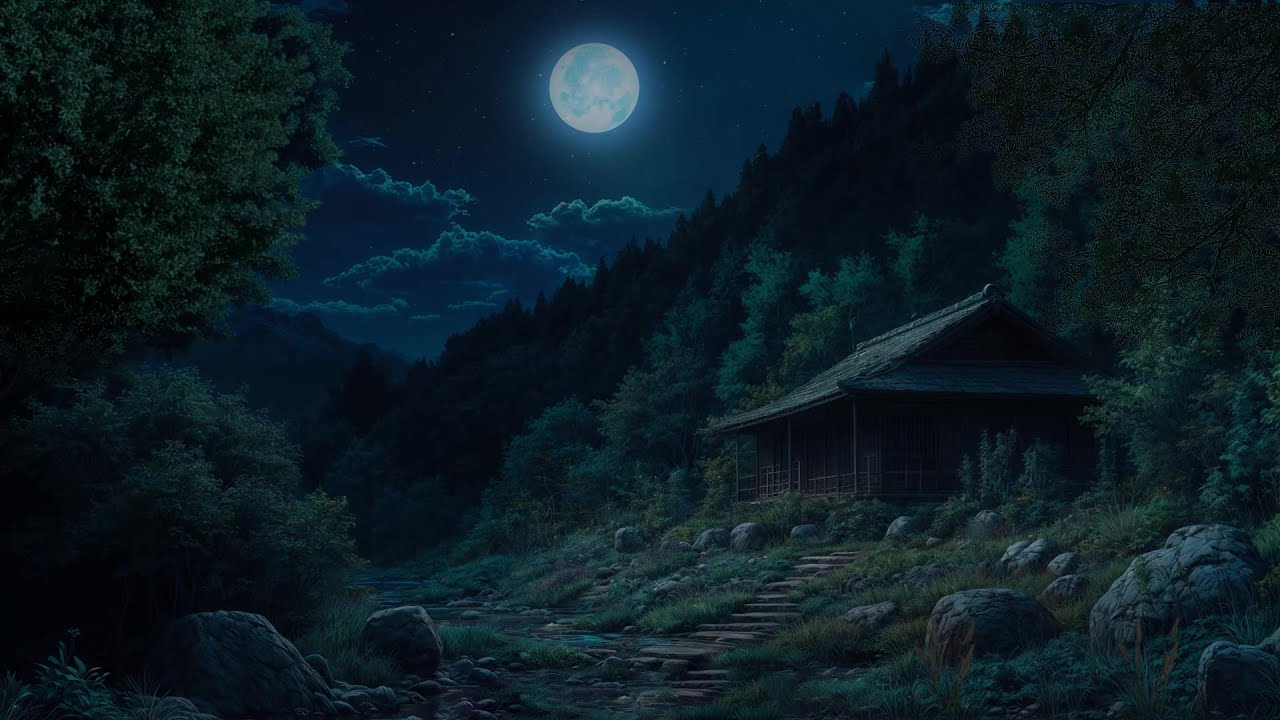 Japanese Countryside at Night &ndash; Soothing Nature Ambience for Relaxation 🍃🏯