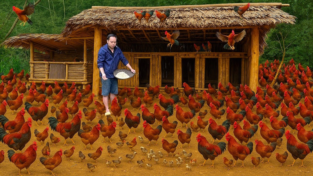 Build Bamboo Chicken Coop - Wild Chicken Coop - The First Steps of an Independent Life in the Forest