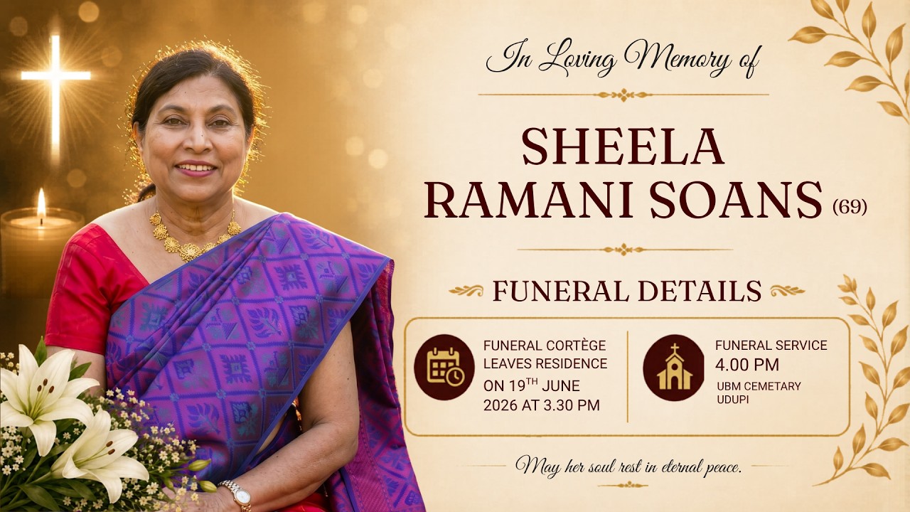 Final Journey of Sheela Ramani Soans (69 Years) | 19.06.2026 | 02:00PM | Kappettu Udupi
