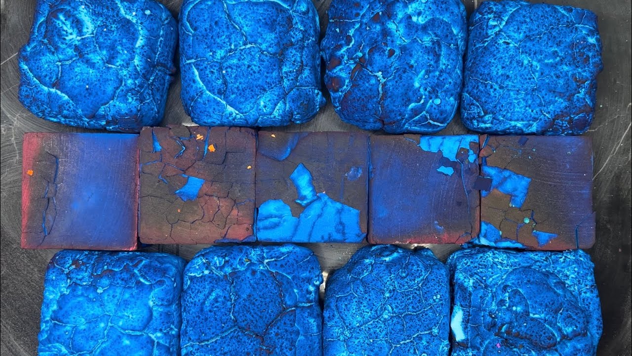 Dyed Blue Gym Chalk + Gym Chalk Covered with Blue Paste