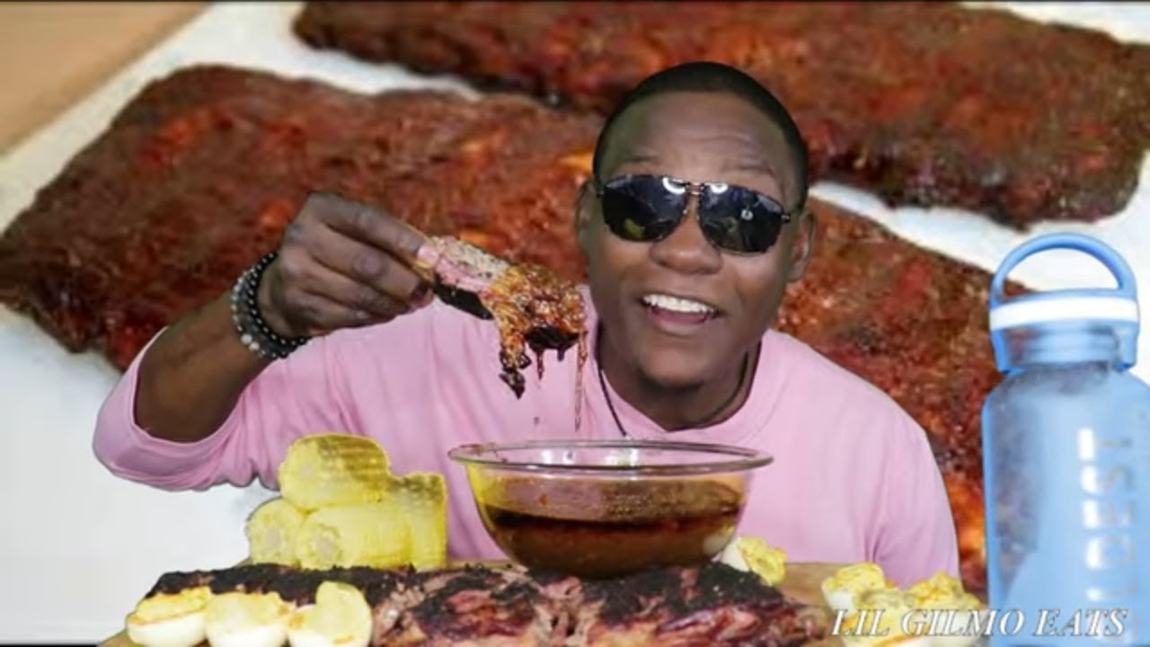 SLAB OF RIBS WITH BLOVESLIFE SMACKALICIOUS SAUCE | EATING SHOW | BARBERS SHOULDN'T HAVE MUSCLES