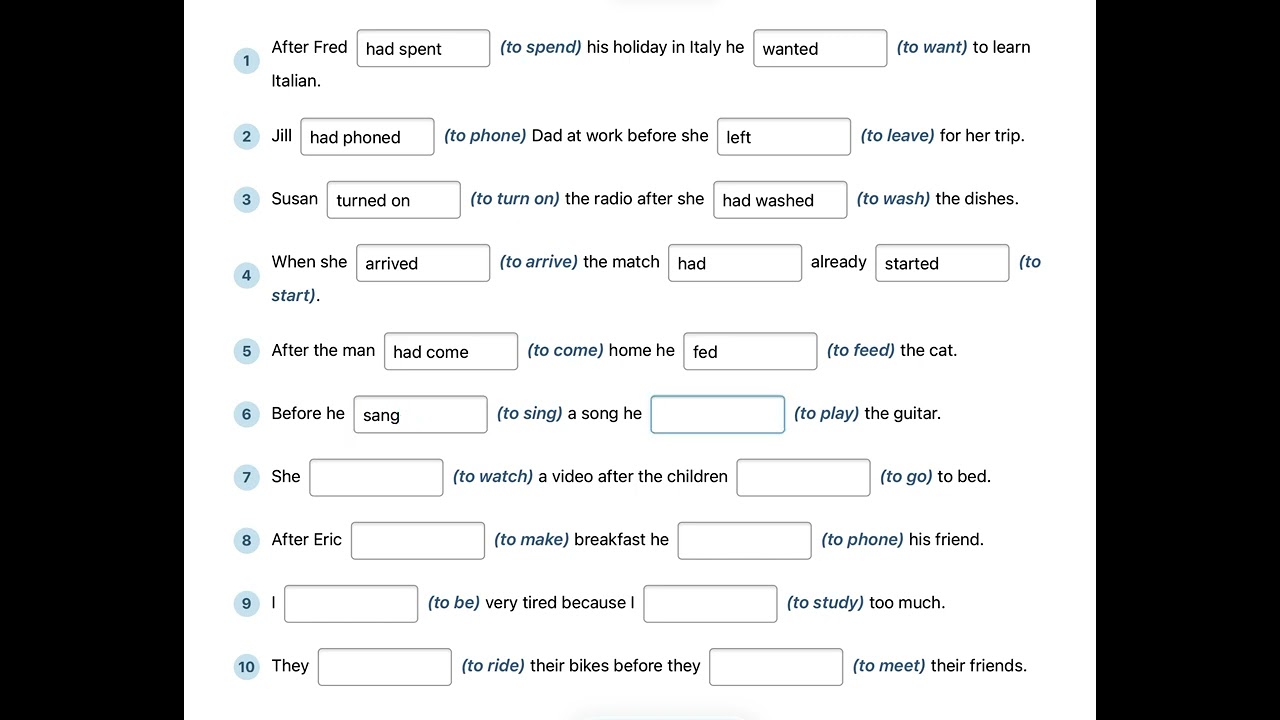 Past Perfect & Past Simple/ Exercises. #english #ingilizce #grammar #exercise #pasttenses #keşfet 
