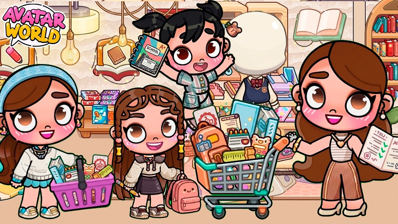 🎒🛍️ &iexcl;COMPRANDO el MATERIAL ESCOLAR para Mis Hijas! en Avatar World