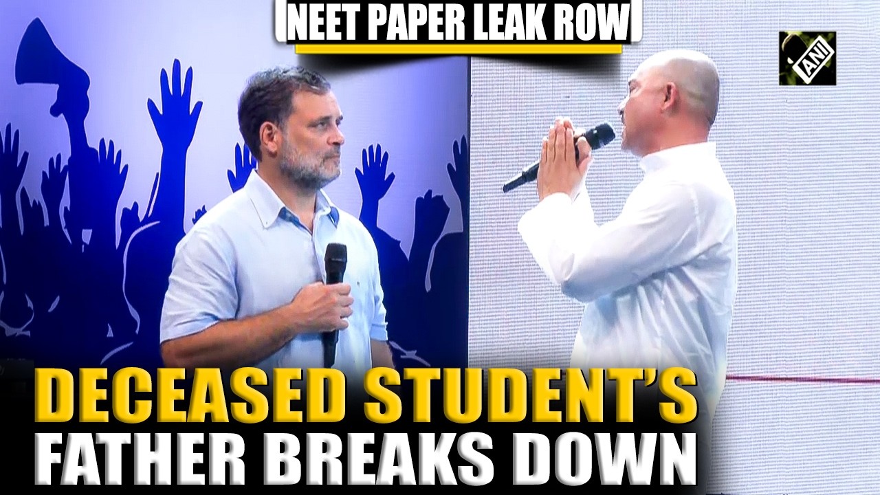NEET PAPER LEAK: Riya Kumari&rsquo;s father breaks down talking to Rahul Gandhi at &lsquo;Chhatron Ki Goonj&rsquo;