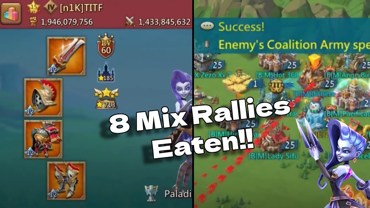 8 Mix Rallies From Max Accounts Taken By F2P Rein Trap! Rein Traps Op Now? Lords Mobile.