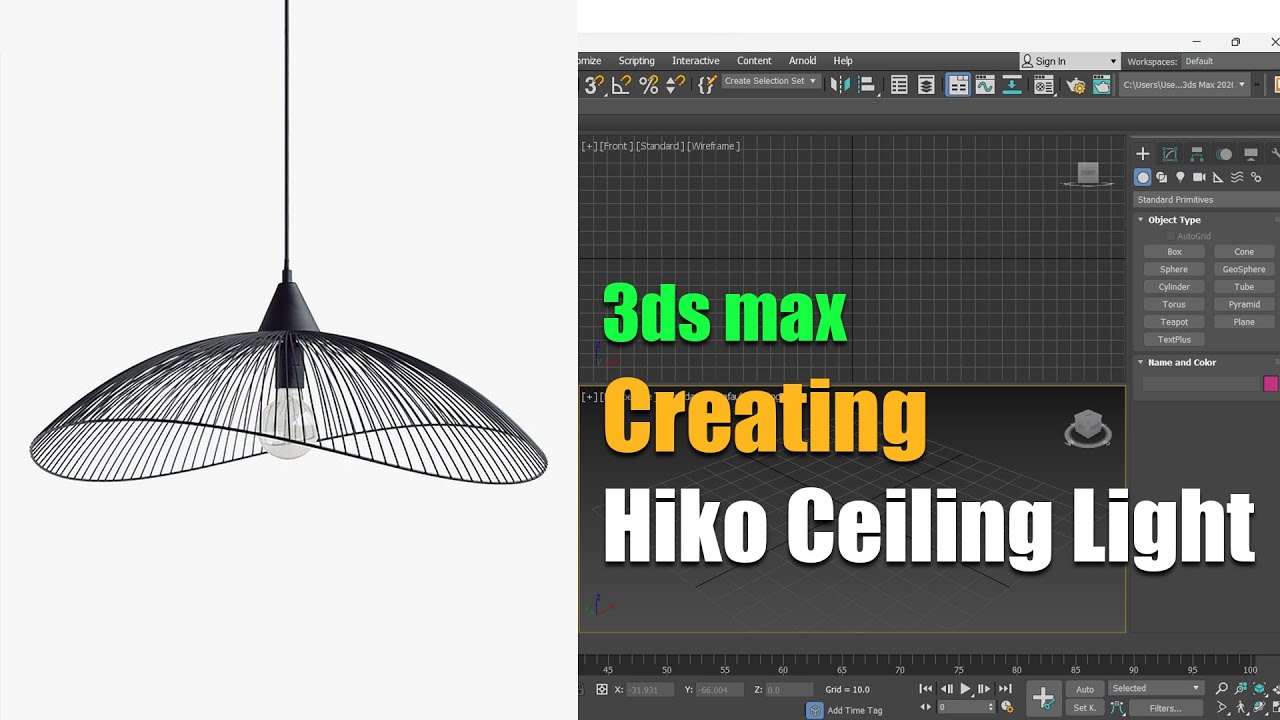 3ds Max Beginner Tutorial: Model a Hiko Ceiling Light Step by Step!" 🚀