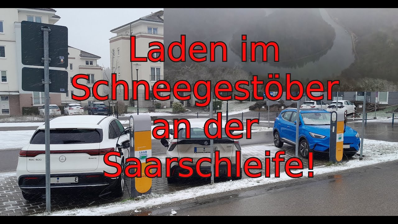 Freischalten der Ladesäule im Schneegestöber an der Saarschleife!