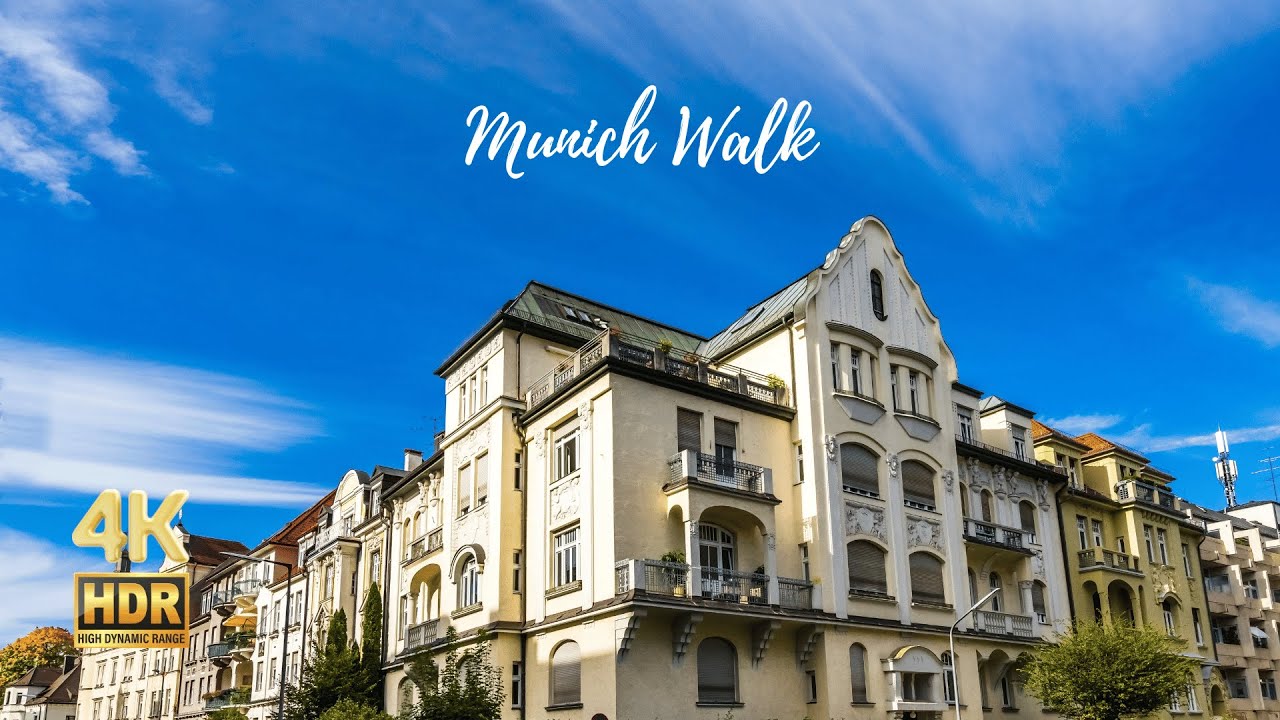 Autumn Morning Walk in Bogenhausen Residential Area in Munich - 4K HDR