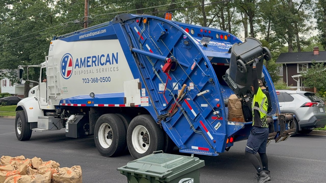 Insanely Fast American Disposal Garbage Truck Packing Trash