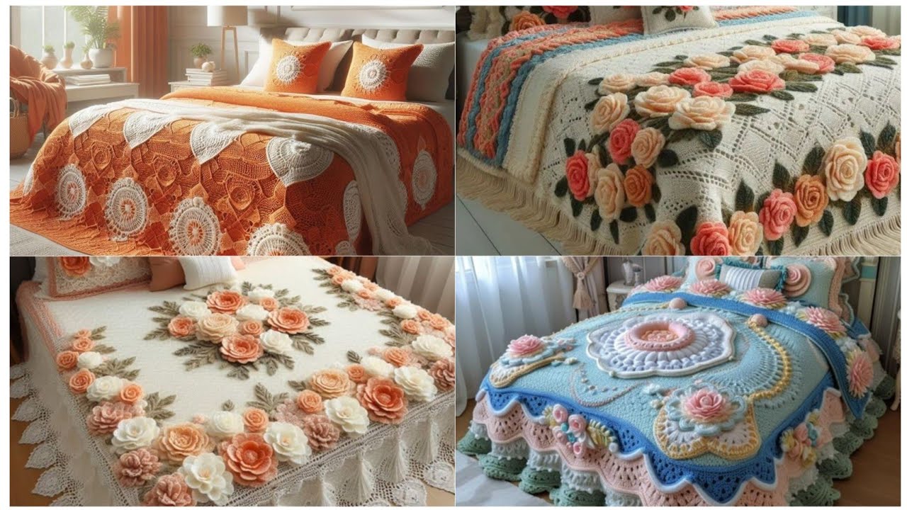 Beautiful crochet bed cover ideas for you