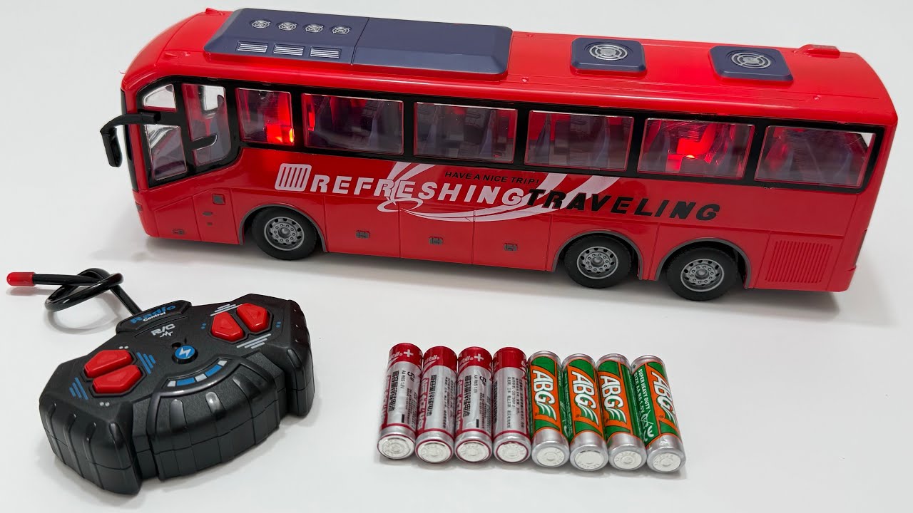 Showcasing unboxing remote control speed car bus, Gear police car, RC eight wheel robot dog, Train