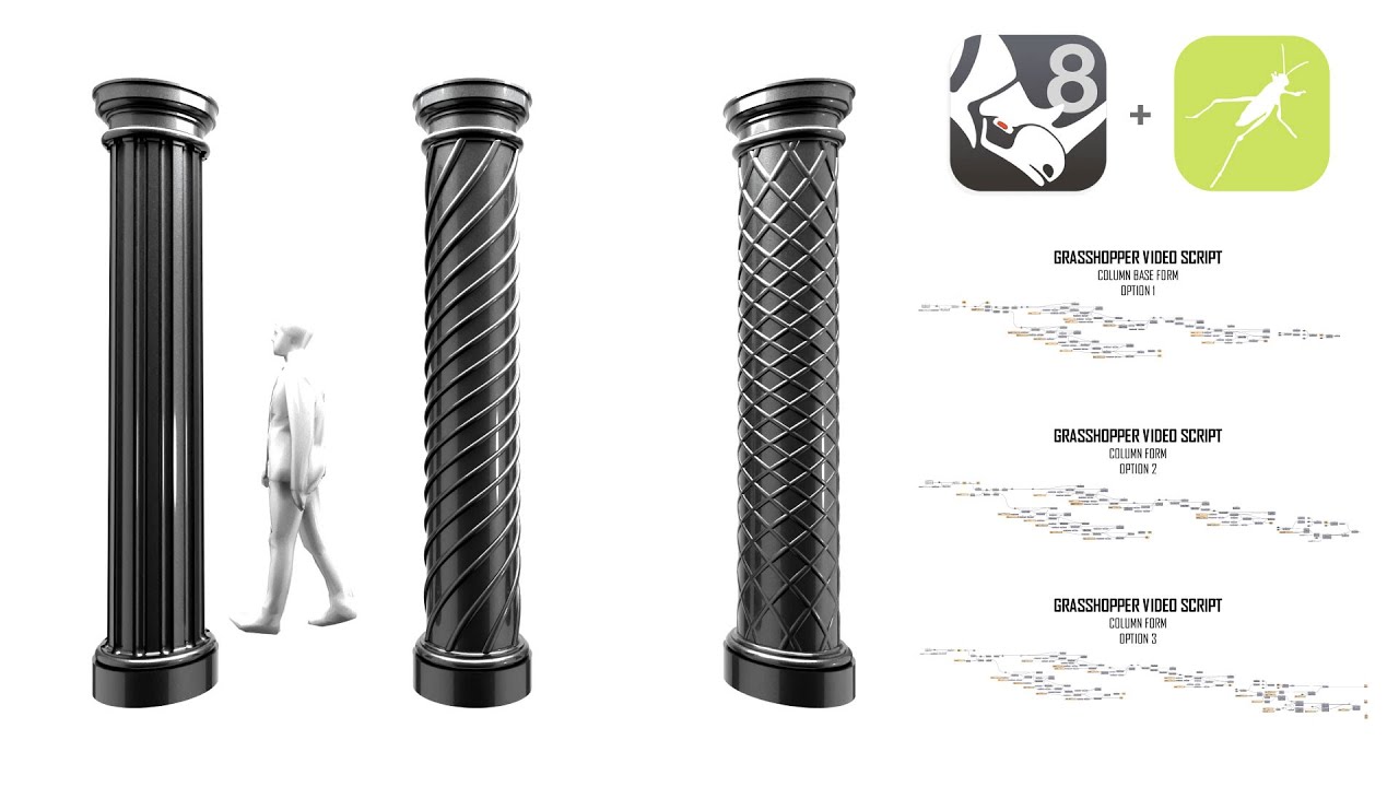 Parametric Architecture Parametric Column Design Development on Curve using Grasshopper for Rhino 3D