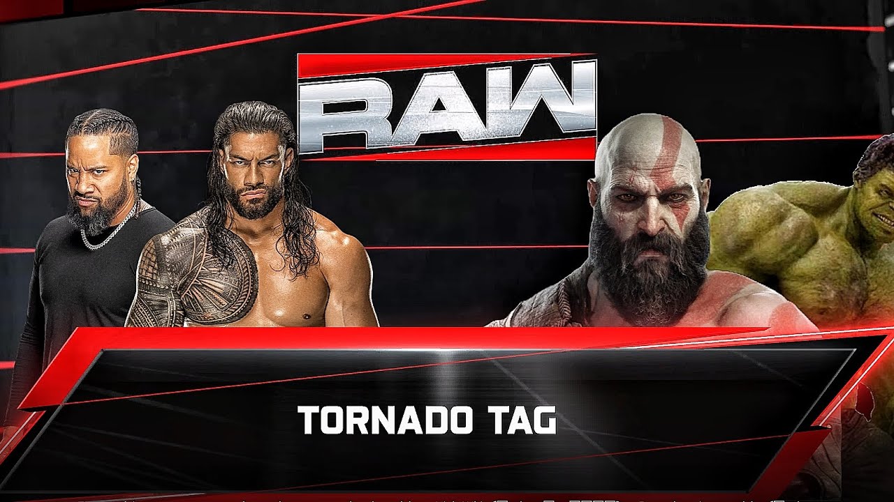 The Usos Vs Kratos And Hulk - Tag Team Match At WWE RAW