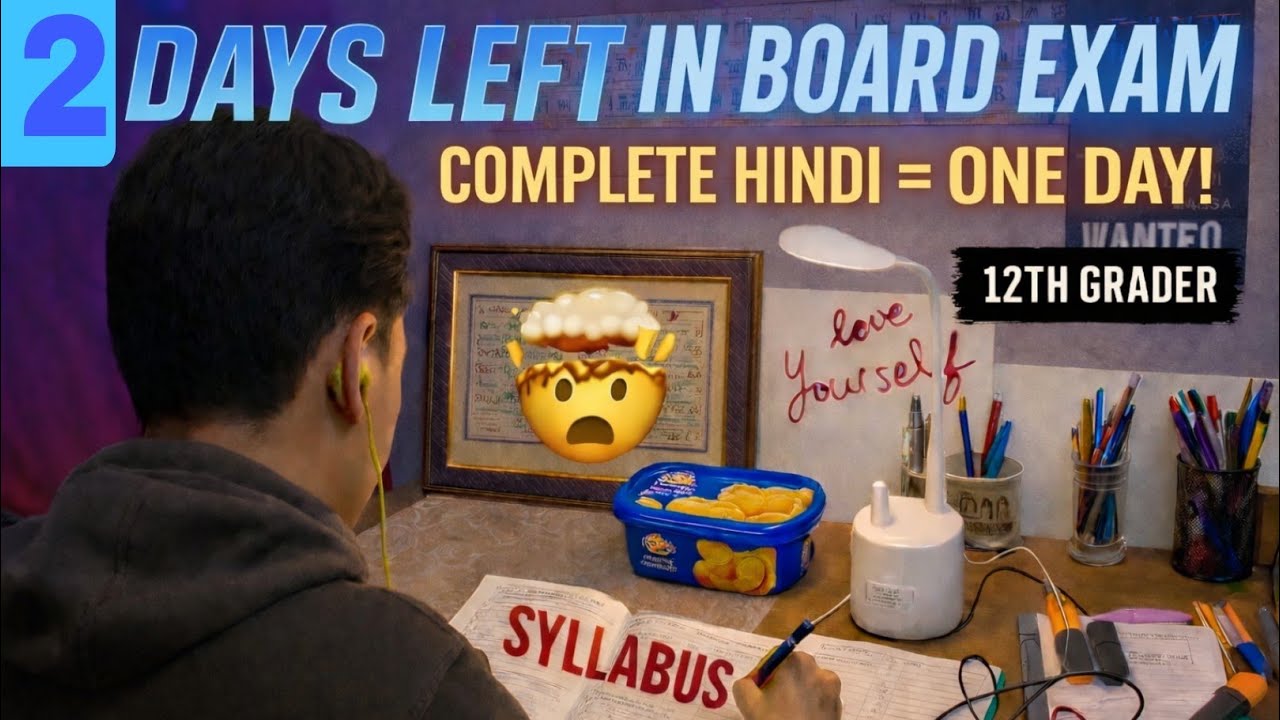  2 Day Left 😰 Complete Hindi in One Day! | Final Board Exam Strategy 2026