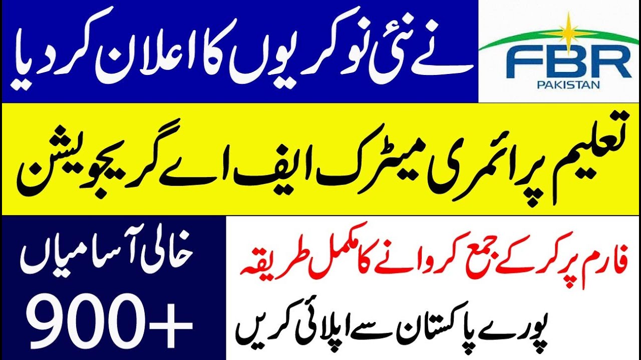 FBR New jobs 2021- Federal Board of Revenue Jobs 2021