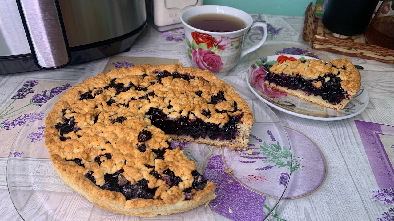 Нежнейший тёртый пирог с черникой в АЭРОГРИЛЕ 🥧  МНОГО начинки 🫐