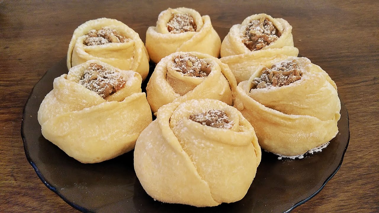 Ən Asan Gül Şirniyyati resepti.Gizil Gül Peçenyesi.Gül Tatlisi Tarifi.Печенье Роза.