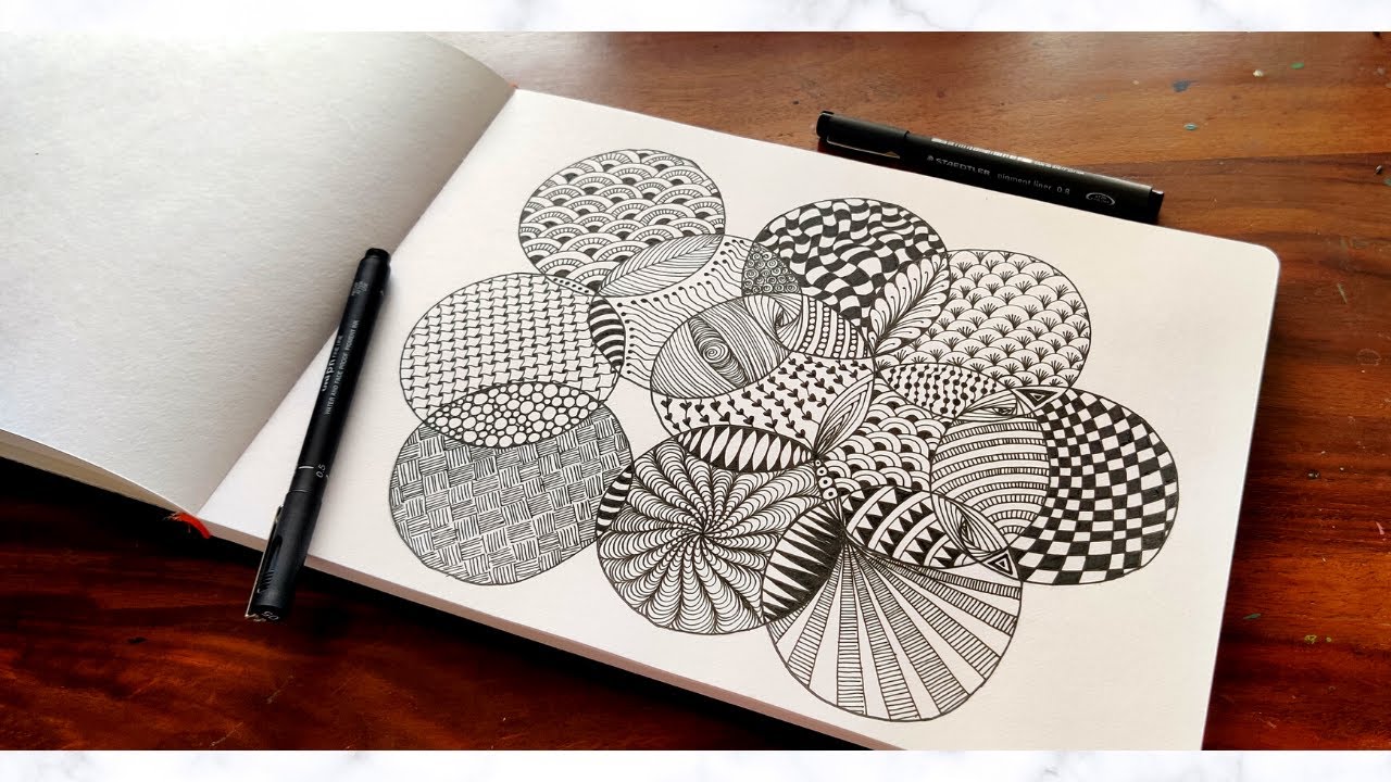 Draw with me Zentangle Patterns in Circles | Doodle Patterns