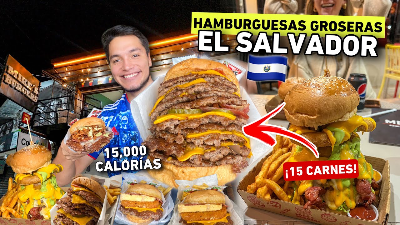 Así son las HAMBURGUESAS más GROSERAS de EL SALVADOR 🇸🇻🍔 ¡SON ENORMES! 😱