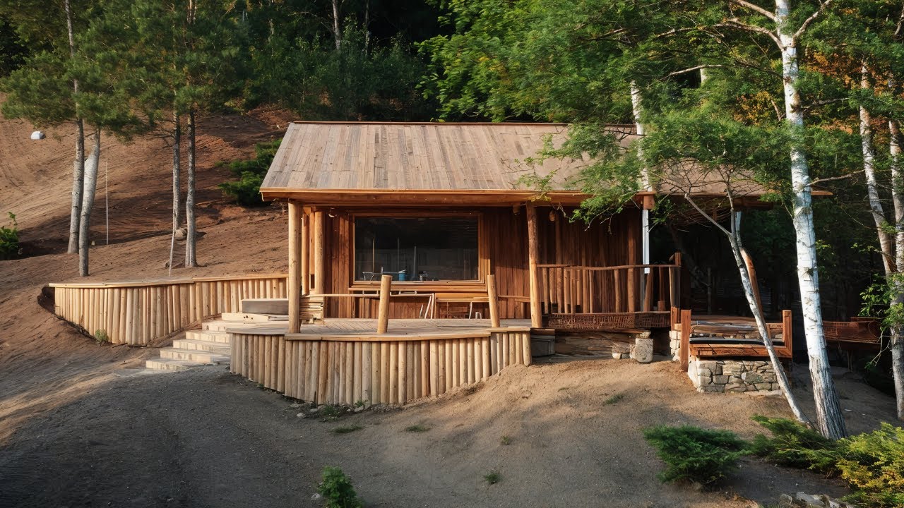 A Man Builds a Mountain House Out of LUMBER by himself. Start to Finish