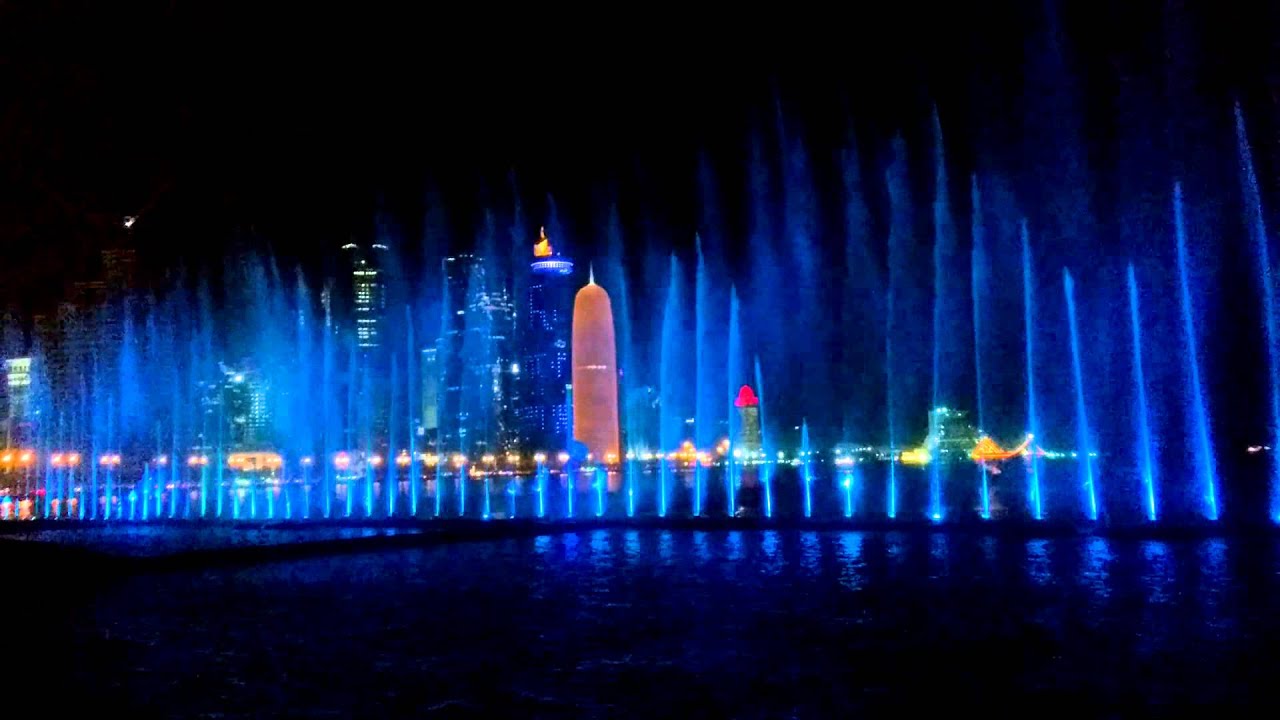 Rainbow Fountain Show on Corniche - Qatar Summer Festival 2014