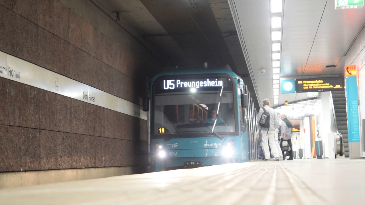 U-Bahn Frankfurt (Main) Ein und Ausfahrt U5 Wagen + Sonderstationsansage
