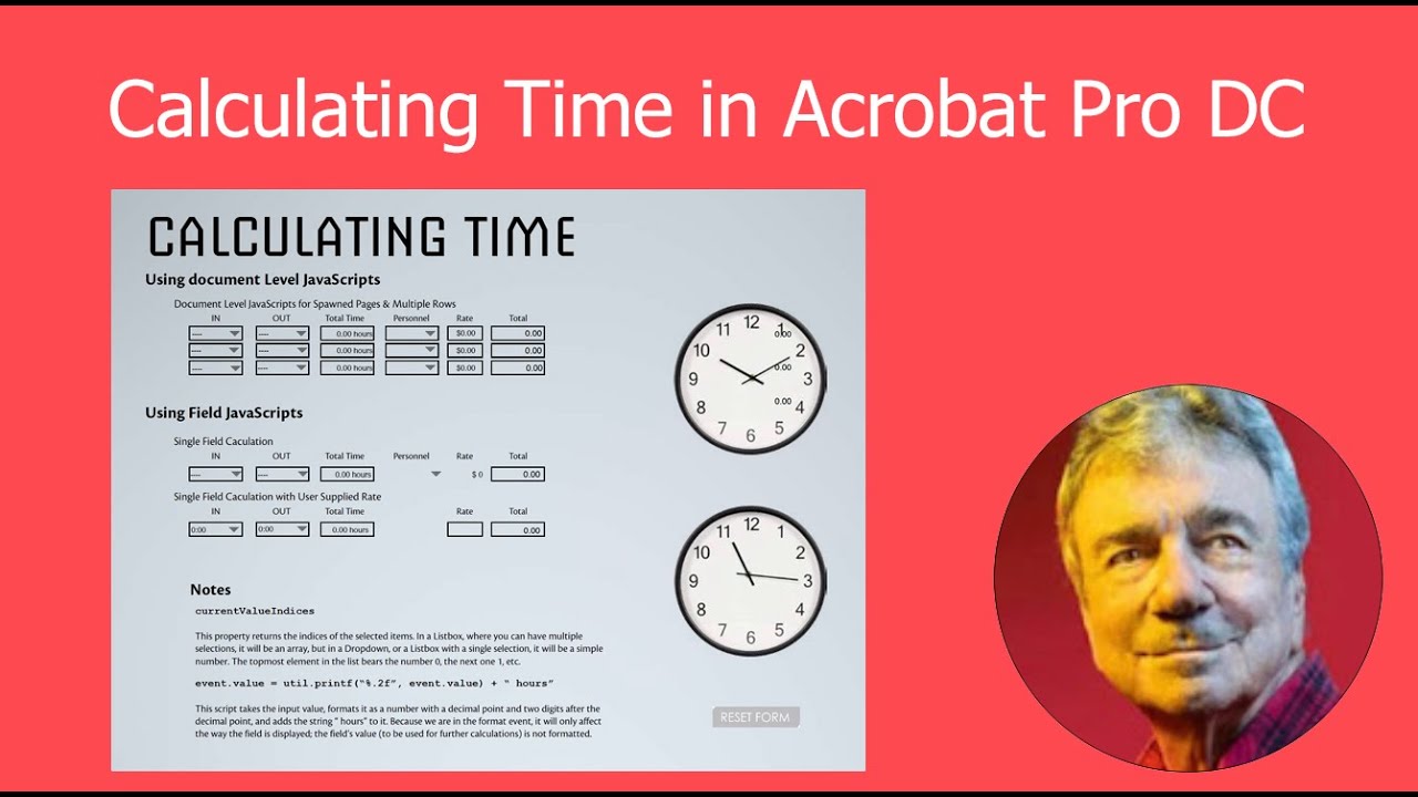 Создание вычислений времени в Acrobat Pro DC