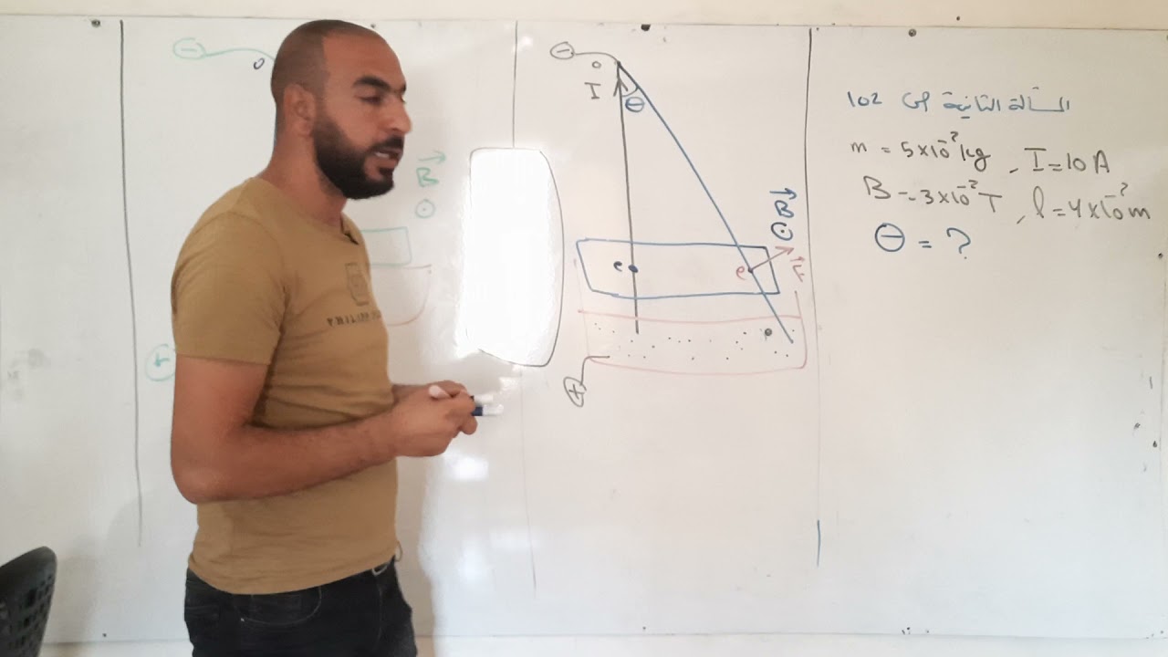 حل المسألة الثانية درس فعل الحقل المغناطيسي في التيار الكهربائي موسى الاحمد