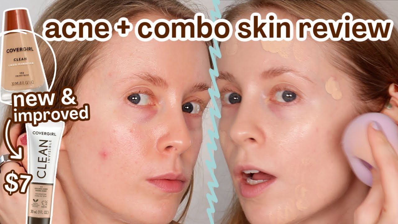 NEW FORMULA of the CoverGirl Clean Invisible Foundation: Acne/Combo Skin Review + Wear Test