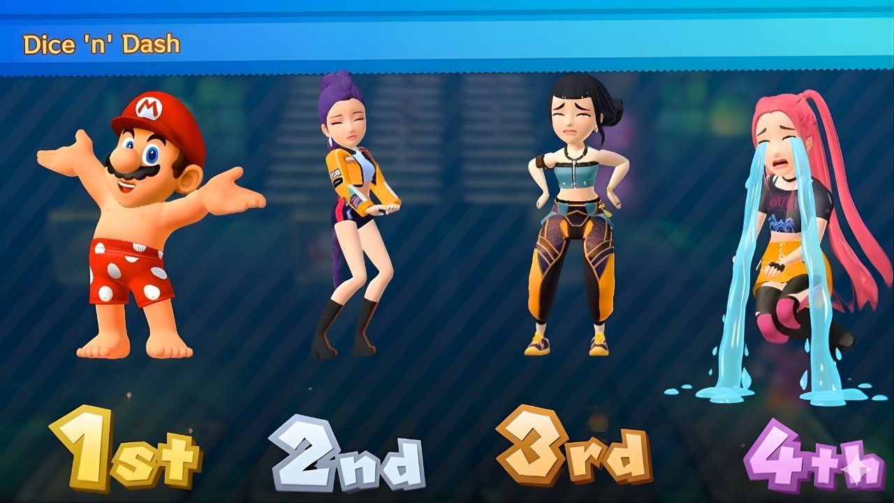 Epic Finish! Beach Mario vs Zoey vs Rumi vs Mira &ndash; Who Wins Dice &rsquo;n&rsquo; Dash? | Mario Party 10