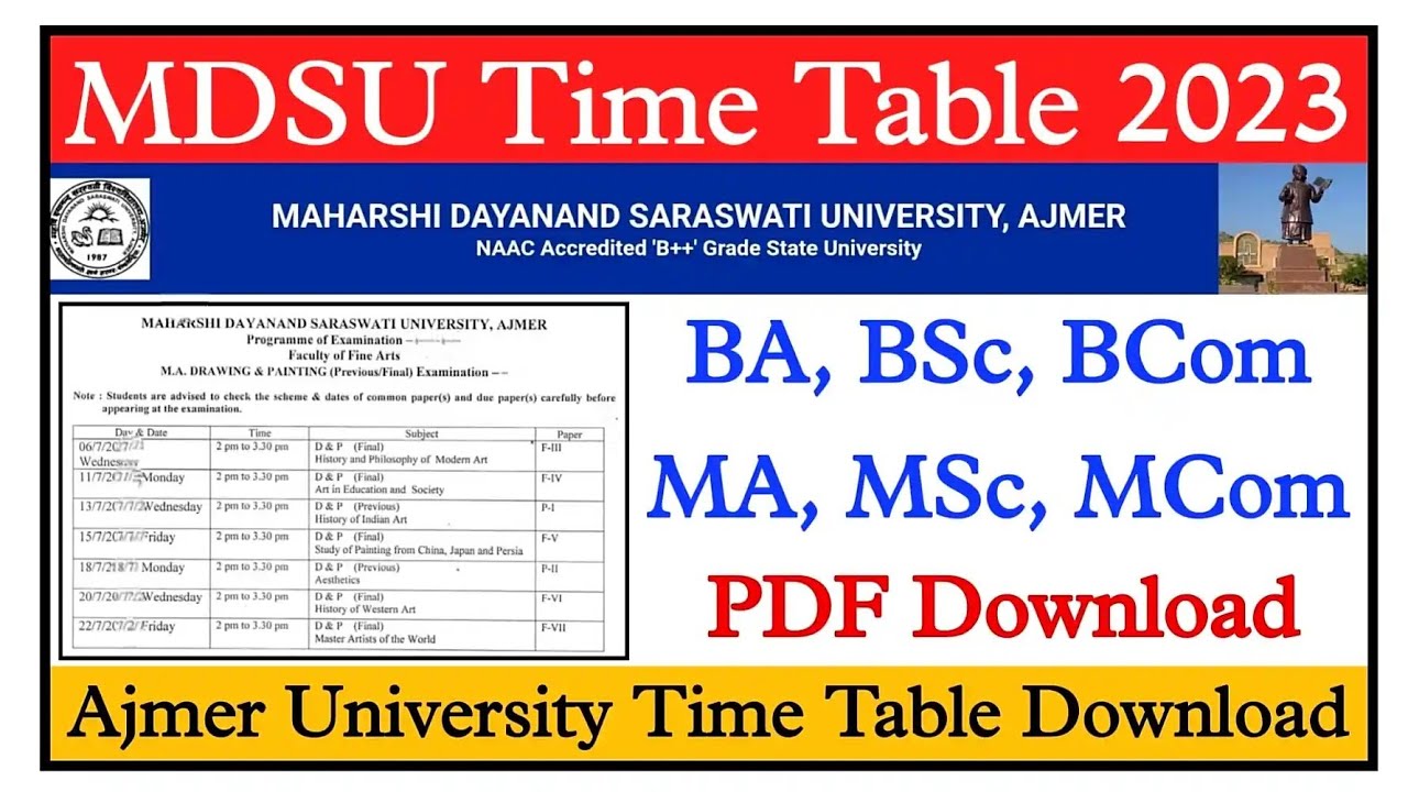 MDSU today apdate||mdsu time table declared 2023||all cours||how to download syllabus pdf allsubject