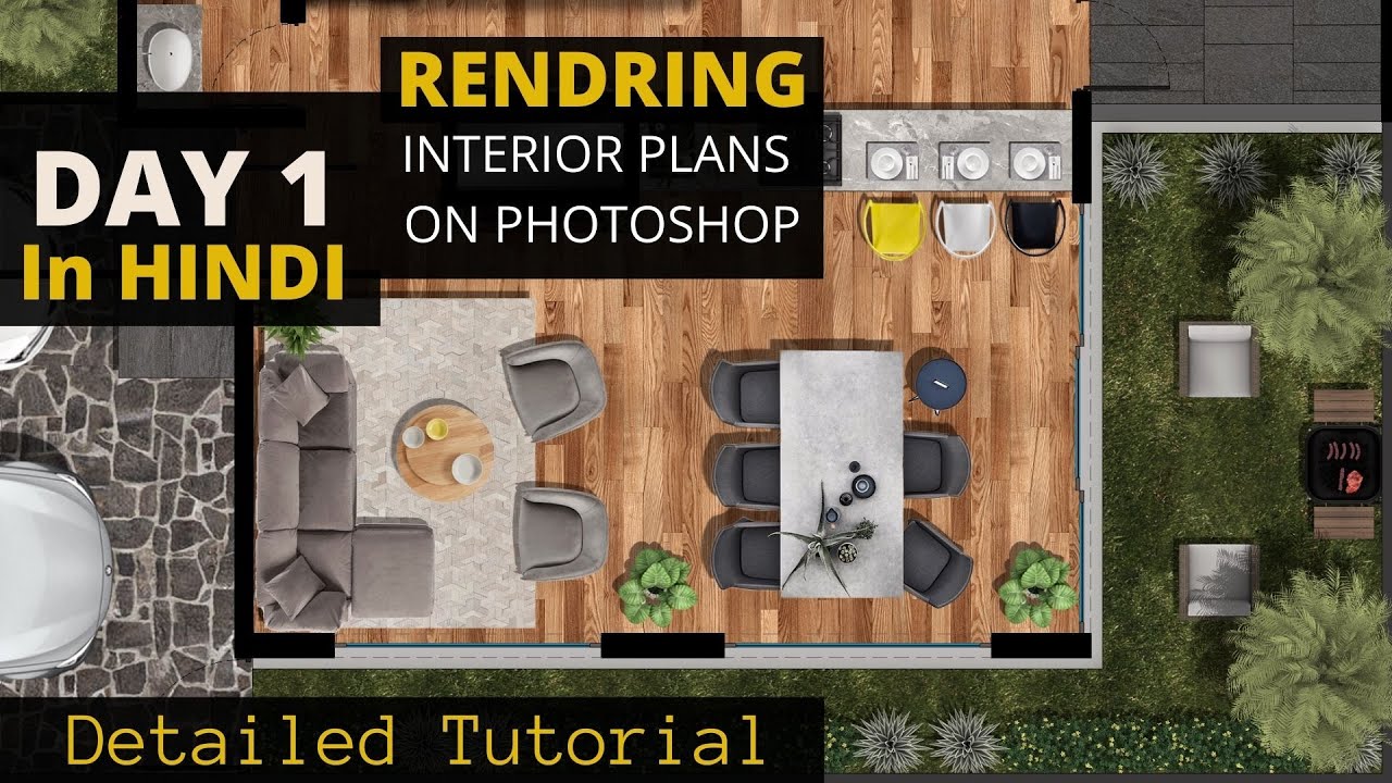 Rendering Architectural Floor Plan In Photoshop || DAY 1 || In HINDI