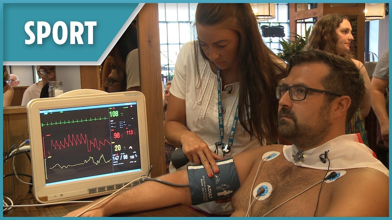 Football fan wears a HEART RATE monitor during England quarter-final