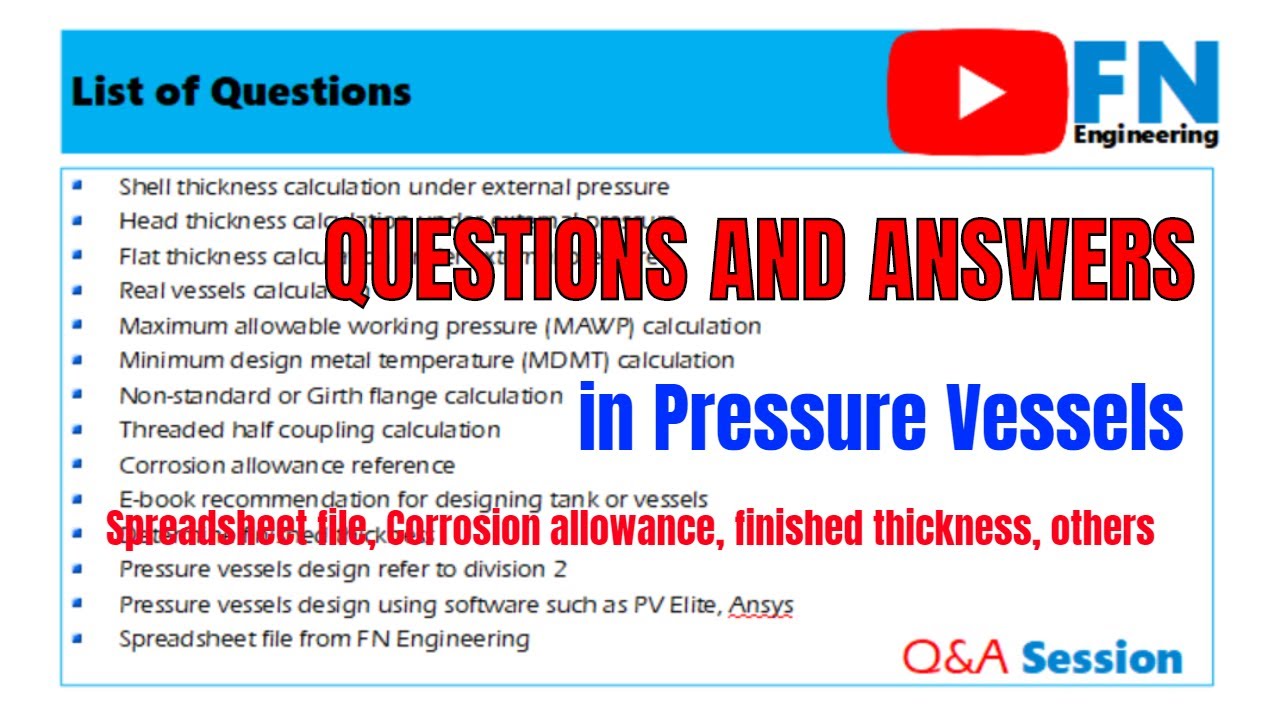 Question and Answer in Pressure Vessels | Corrosion, Finished thickness, Spreadsheet File  | Ch.1