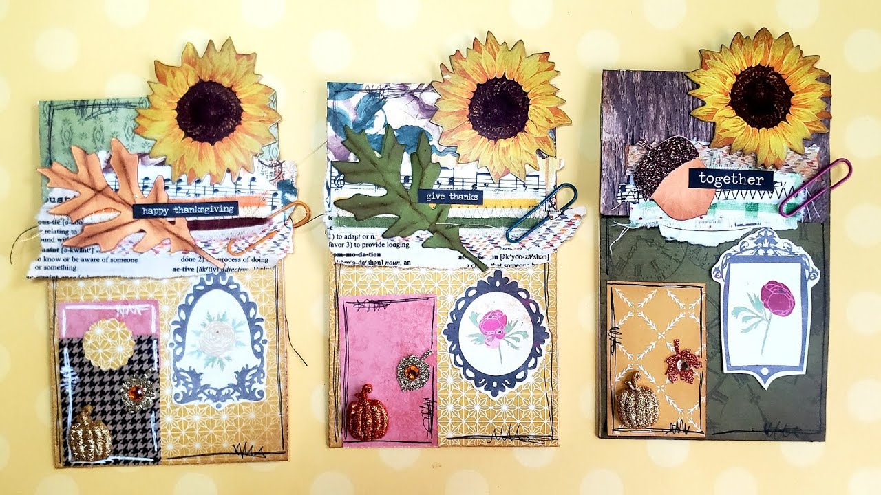 Little FALL Houses Junk Journal Pockets From Envelopes - Process Video - Craft With Me