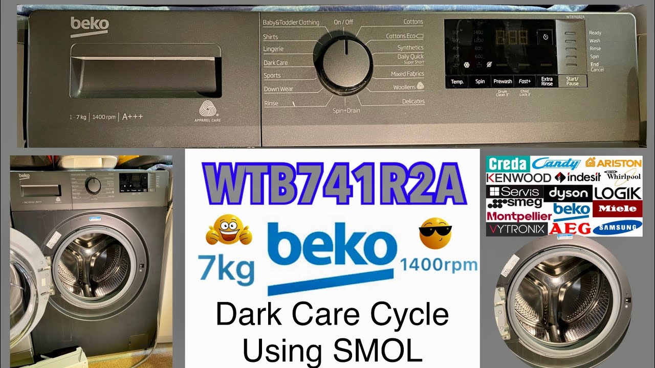 BEKO WTB741R2A 7kg, Dark Care Cycle 40°c Using SMOL