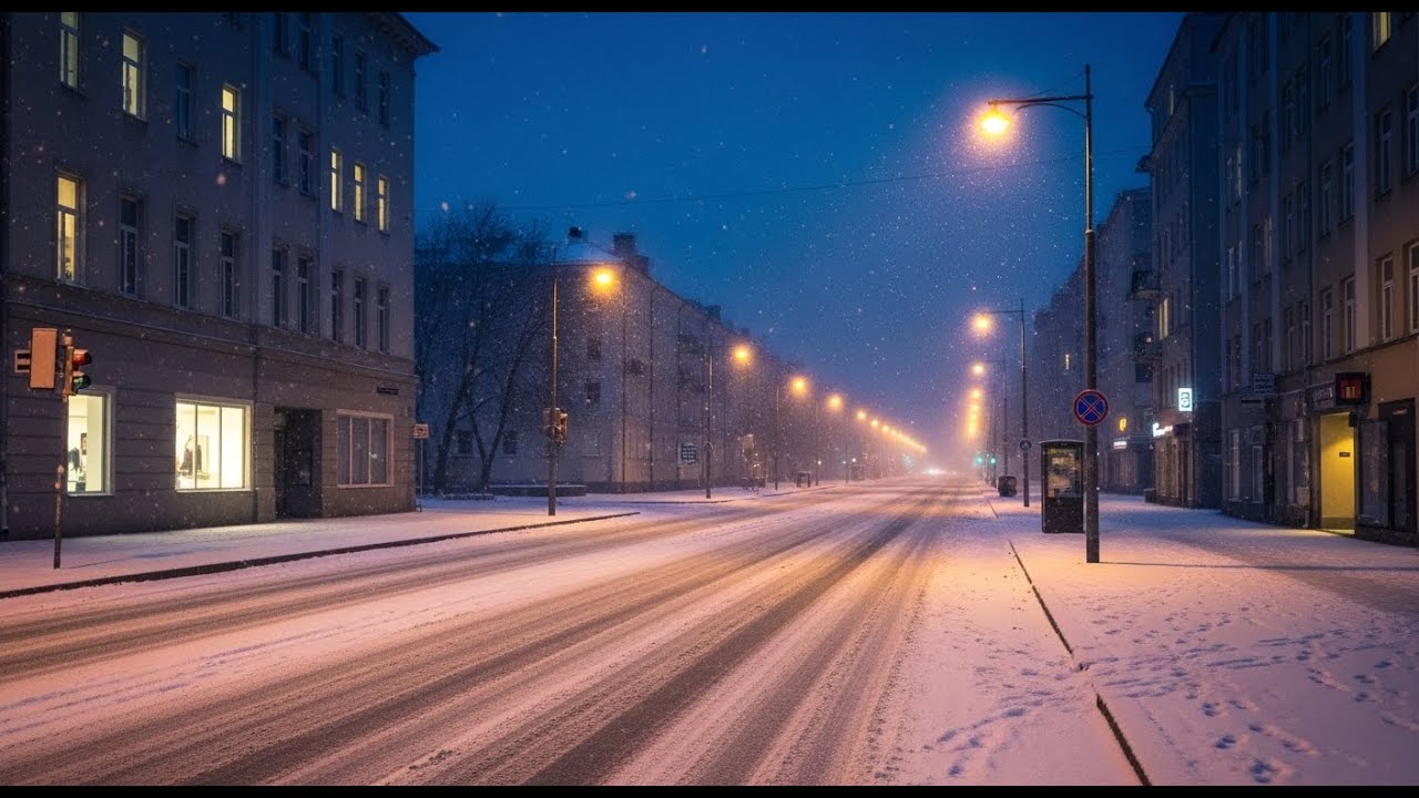 Snow City After Midnight | Calm Winter Streets | 75 Min 🌨️